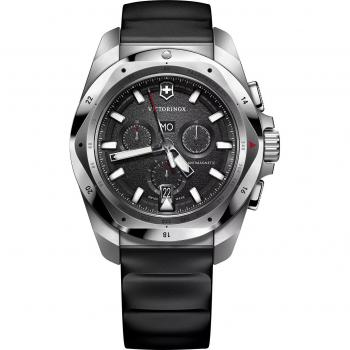 Reloj Victorinox I.N.O.X. Chrono 43mm, Cronógrafo, Sumergible 20ATM, Correa de Caucho Negra/Silver