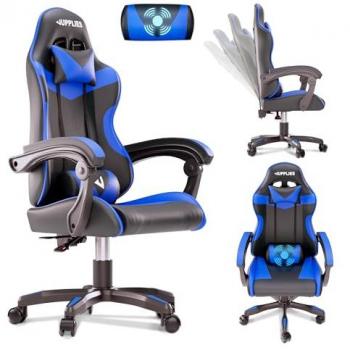 Silla Gaming Profesional JUPPLIES con Masajeador, Ergonómica, Altura Regulable y Respaldo Abatible
