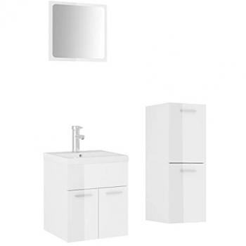 Juego de muebles de baño madera de ingeniería blanco brillo
