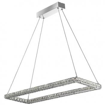 Lámpara Colgante Rectangular Clover de Cromo y Vidrio Transparente