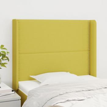 Cabecero con orejas de tela verde 83x16x118/128 cm