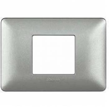 Placa BTicino Matix 2 Modulos Centrados Plata AM4819MSL