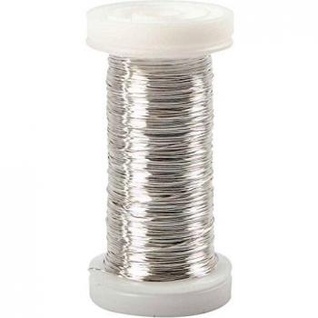 Hilo Metálico Plateado de 0,3 mm, 100 m, 1 Rollo