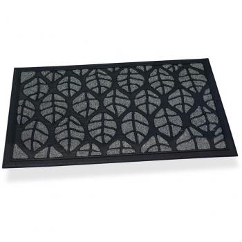 FELPUDO GOMA/MOQUETA HOJAS GRIS 75x45x0,5cm HIDALGO