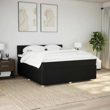 Cama box spring con colchón de tela negro 180x200 cm