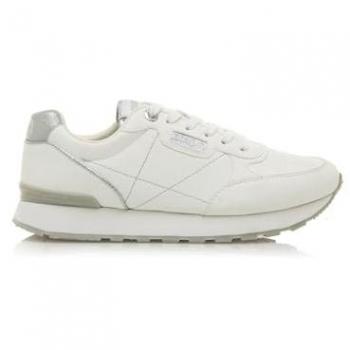 Zapatillas deportivas bajas de mujer tipo running con cierre de cordones y puntera redonda, modelo Joggo en color blanco