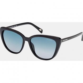 Skechers Women's Cat Eye Sunglasses in Shiny Black with Polarized Lenses - Model SE6294