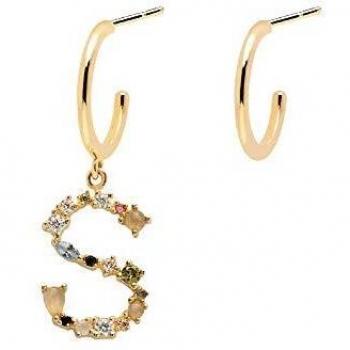 PDPAOLA - Pendientes Letra S - Plata de Ley 925 Bañada en Oro de 18k - Joyas para Mujer