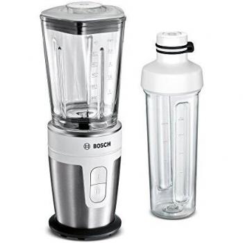 Batidora de Vaso Bosch VitaStyle Mixx2Go, 350W, Dos Velocidades, Jarra de Cristal, Cuchillas de Acero Inoxidable, Libre de BPA con Botella To Go 500ml