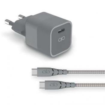 Cargador de red Force Power 20W con Cable USB C/USB C Ultrareforzado Gris Antracita
