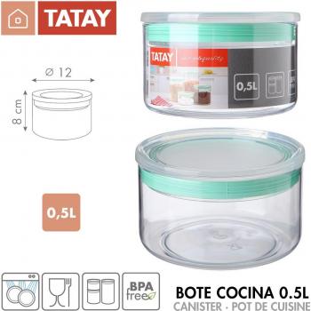 TATAY 1125002 Bote Cocina con Junta Verde 500 g. 12 x 12 x 8 cm.