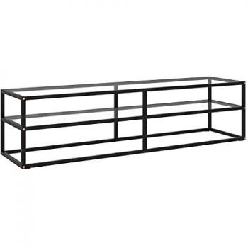 Mueble para TV negro con vidrio templado negro 160x40x40 cm