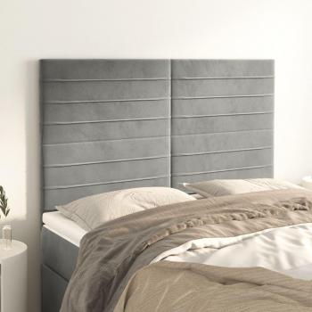 Cabeceros 4 unidades terciopelo gris claro 72x5x78/88 cm VidaXL