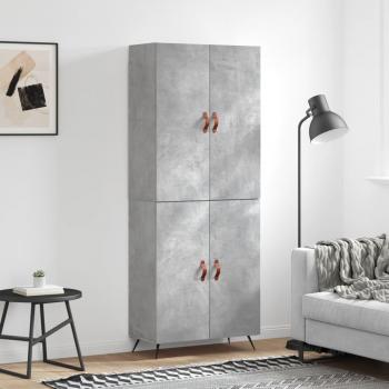 Aparador alto de madera contrachapada gris hormigón 69,5x34x180 cm