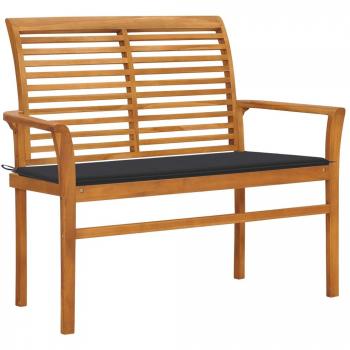 Banco de jardín madera de teca con almohada antracita 112 cm