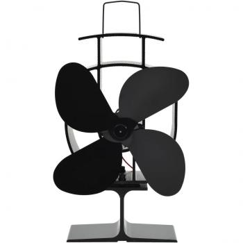 Ventilador de estufa accionado por calor 4 aspas negro