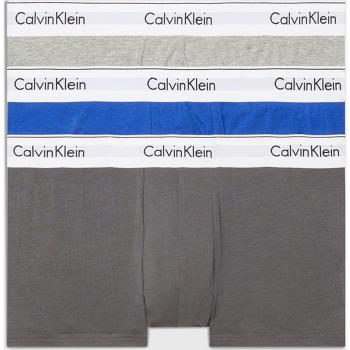 Calvin Klein - Pack de 3 Bóxer de tiro bajo - Modern Cotton - Classic Logo gris, blanco y azul (talla L)