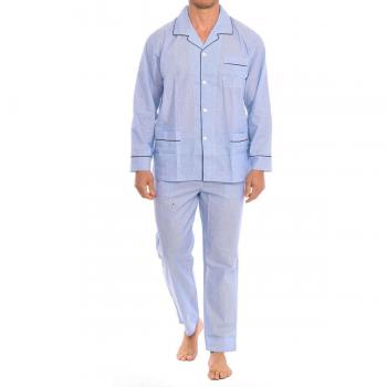 Pijama de camisa manga larga para hombre Kisses & Love KL30192 - Azul, 100% algodón, Talla Mediana