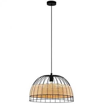Lámpara Colgante Vintage Anwick LED Forja y Rattan Ø50cm E27