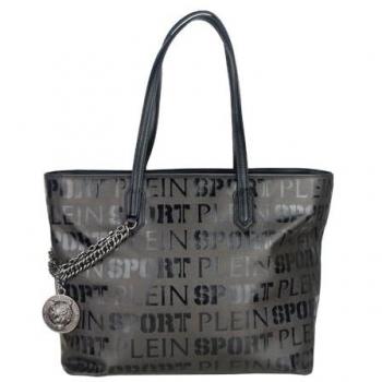 Elegant Black Polyester Women's Shoulder Bag with Logo Print and Cross Strap