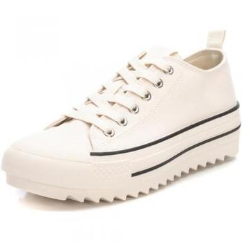 Zapatillas de Mujer Refresh 172199 con Doble Suela, Cordones y Colores Variados (Blanco, Beige, Marrón) - Talla 38