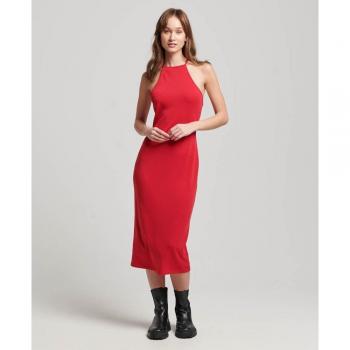 Vestido midi rojo sin mangas de punto con espalda en T para mujer Superdry