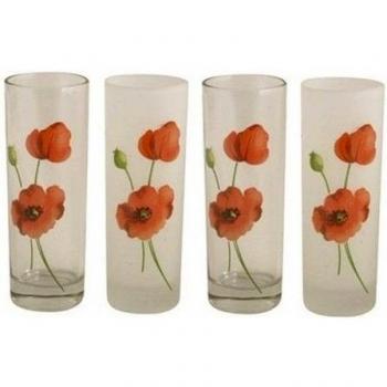 Price and Kensington Alpine Poppy Set of 4 Glass 0038.516 Decorated Tumblers