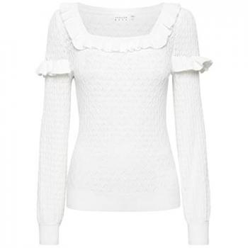 Atelier Rêve Irfantino Women's Long Sleeve Sweater-Blouse in Cloud Dancer