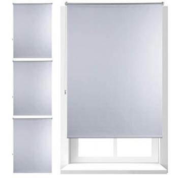 Set de 4 Estores Opacos Térmicos Sin Taladro 110x160 cm, Cortinas Enrollables de Aluminio y Plástico, Tela Ancha de 106 cm, Color Blanco