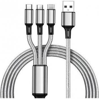Cable 3 en 1 Universal Klack de 1 Metro con Conectores MicroUSB, Lightning y Tipo-C - Alta Calidad para Carga y Transferencia de Datos