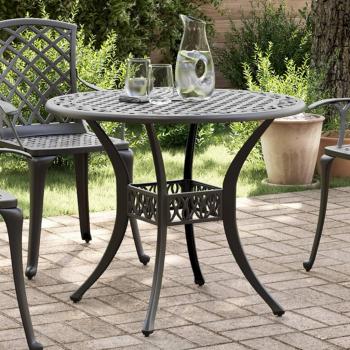 Mesa de jardín de aluminio fundido a presión negro Ø 90x75 cm