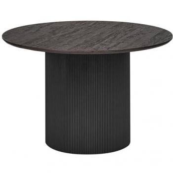 Mesa de comedor minimalista redonda Ø 120 cm negra con base pedestal