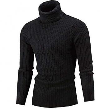 Jersey Cuello Alto Hombre Jerseys de Punto Invierno de Vestir Suéter Cálido Sudadera Básico Sólido Ropa Casual Delgado Tops Masculino Yvelands