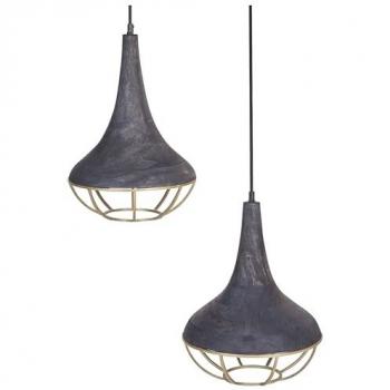 Lámpara Colgante Boho de Madera Natural y Negro, Techo Artesanal Bagmati