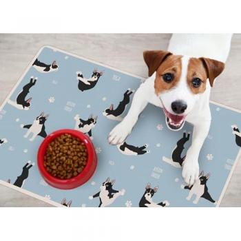 Alfombra de Vinilo Impermeable para Mascotas Boston Terrier Yoga 48x75 cm