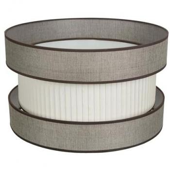 Pantalla de techo colgante Home con difusor M10 IP20 Ø60x25cm en textil marrón y beige