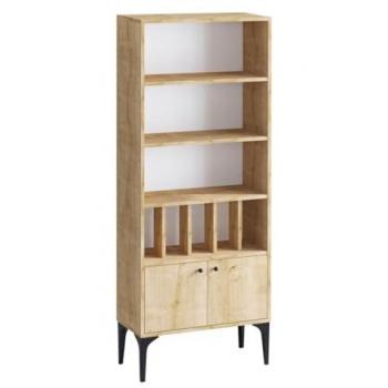 Estantería Biblioteca 8 Estantes 2 Puertas Decoración Roble Zafiro Altura 175 cm Marrón