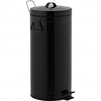 Cubo de Basura de Cocina con Pedal Brooklyn 30L Acero Inoxidable Negro Estilo Industrial