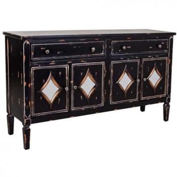 Aparador de Madera Negro Wanderlust Deco con 2 Cajones y 4 Puertas - Dimensiones 140x38x80 cm - Amplio Espacio de Almacenamiento