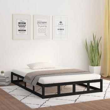 Estructura de cama King Size 150x200 cm en madera maciza color negro