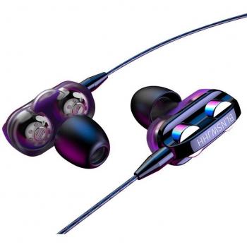 Auriculares Deportivos Intrauditivos Estéreo de Doble Unidad con Graves Altos y Micrófono para Ordenador y Teléfono Móvil