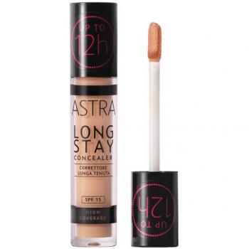 Astra Long Stay Concealer 4,5W Peach Corrector - Corrector de alta cobertura SPF 15, tono 4,5W Peach, 4,5 ml