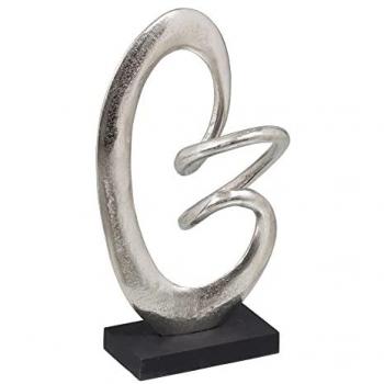 Figura Decorativa de Aluminio 18,5 x 8 x 34 cm en Negro y Plata - Diseño Elegante