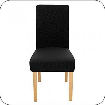 Amazon Brand - Umi Funda para Silla Decorativa Suave de Salon con Patrón de Olas 2 Piezas Negro