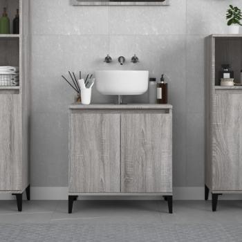 Armario de lavabo Sonoma gris 58x33x60 cm madera multicapa