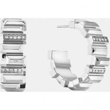 Pendientes de aro de acero y cristal Calvin Klein - Modelo 35000237