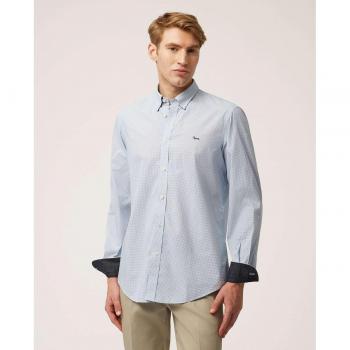 Camisa Casual Harmont & Blaine con Microestampado Azul