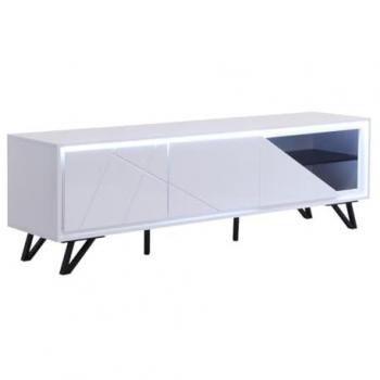 Mueble TV 3 puertas con LEDs de MDF - Blanco lacado - SALIANO