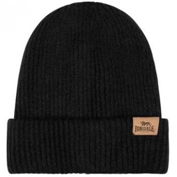 Lonsdale Bridport Black Knit Beanie - Onesize - 95% Polyacrylic, 5% Elastane