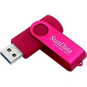 SunData Memorias USB 64GB Pen Drive USB 3.0 Flash Drive Diseño Giratorio Almacenamiento de Datos hasta 90MB/s,